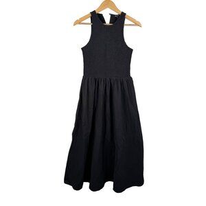 Madewell The Melody Smocked Midi Dress black 90s‎ preppy sz S